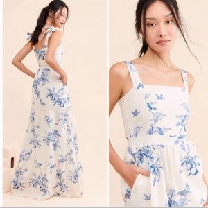 Anthropologie Agua Bendita Celestine Maxi Dress Cotton Floral  Sz XS
